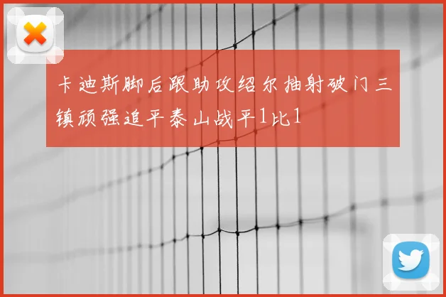 卡迪斯脚后跟助攻绍尔抽射破门三镇顽强追平泰山战平1比1